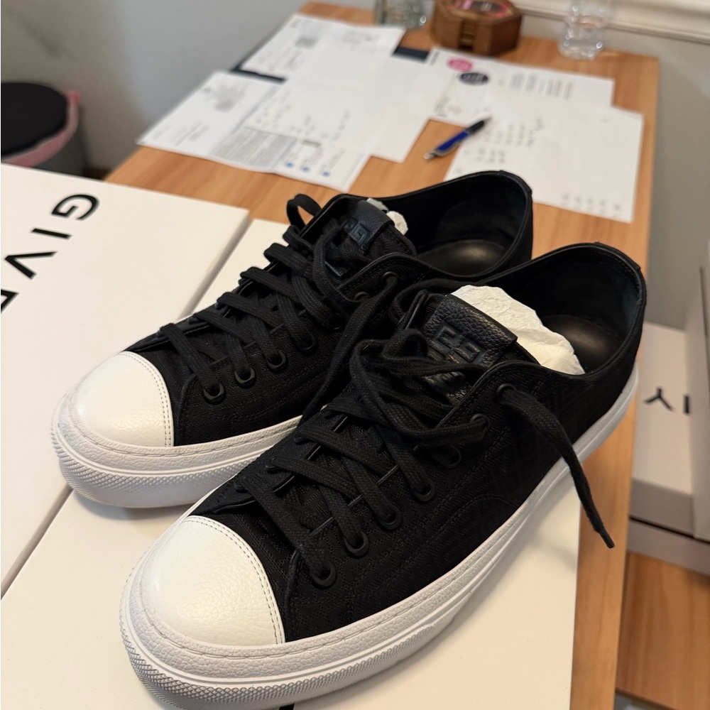 Givenchy Black Canvas Sneakers with White Accents